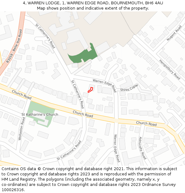 4, WARREN LODGE, 1, WARREN EDGE ROAD, BOURNEMOUTH, BH6 4AU: Location map and indicative extent of plot