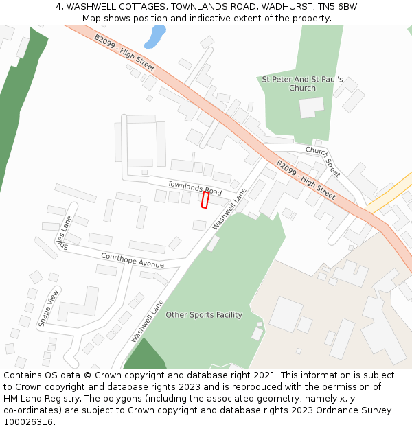 4, WASHWELL COTTAGES, TOWNLANDS ROAD, WADHURST, TN5 6BW: Location map and indicative extent of plot