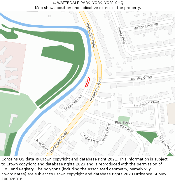 4, WATERDALE PARK, YORK, YO31 9HQ: Location map and indicative extent of plot