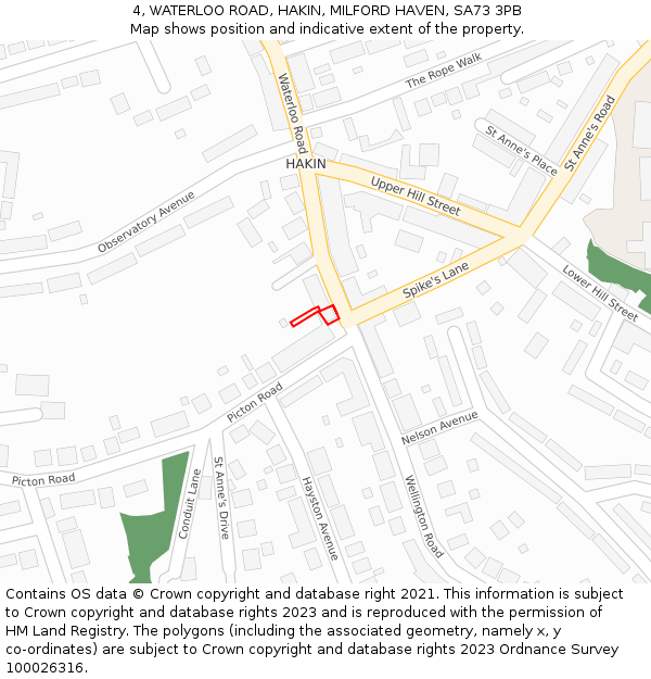 4, WATERLOO ROAD, HAKIN, MILFORD HAVEN, SA73 3PB: Location map and indicative extent of plot