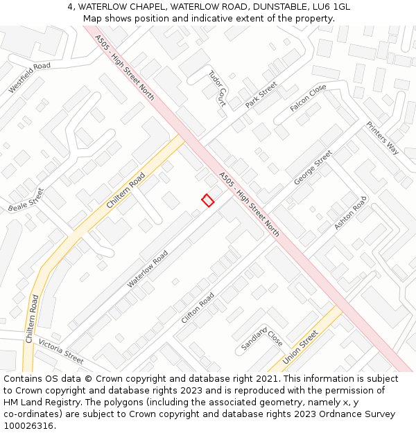 4, WATERLOW CHAPEL, WATERLOW ROAD, DUNSTABLE, LU6 1GL: Location map and indicative extent of plot