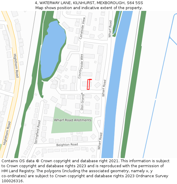 4, WATERWAY LANE, KILNHURST, MEXBOROUGH, S64 5SS: Location map and indicative extent of plot
