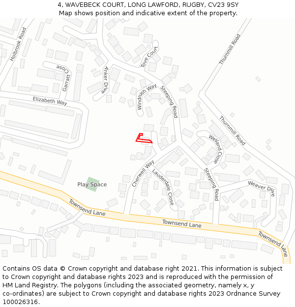 4, WAVEBECK COURT, LONG LAWFORD, RUGBY, CV23 9SY: Location map and indicative extent of plot