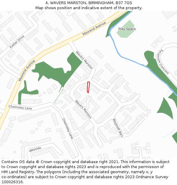 4, WAVERS MARSTON, BIRMINGHAM, B37 7GS: Location map and indicative extent of plot