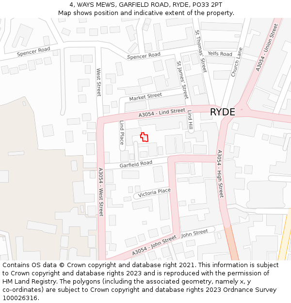 4, WAYS MEWS, GARFIELD ROAD, RYDE, PO33 2PT: Location map and indicative extent of plot