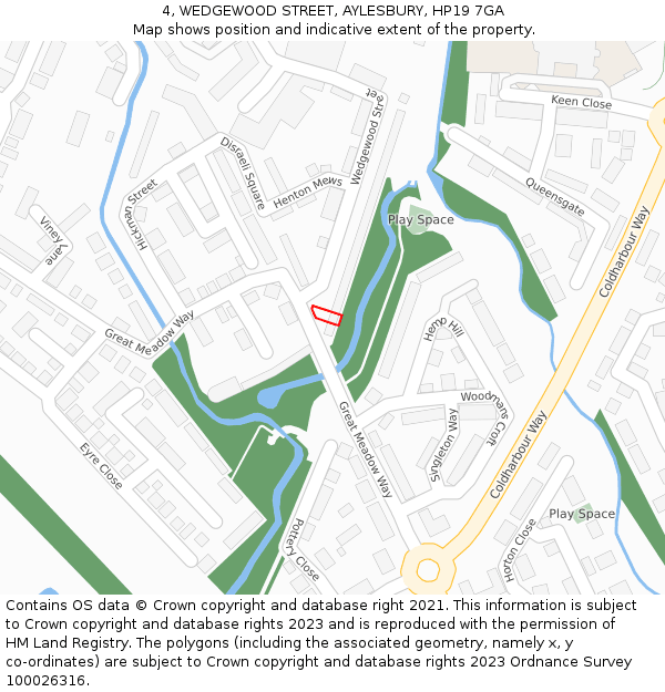 4, WEDGEWOOD STREET, AYLESBURY, HP19 7GA: Location map and indicative extent of plot
