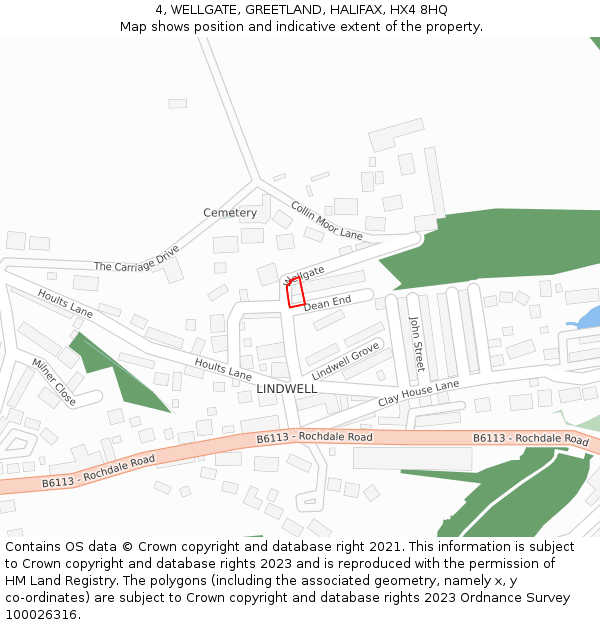4, WELLGATE, GREETLAND, HALIFAX, HX4 8HQ: Location map and indicative extent of plot