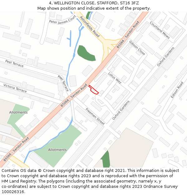 4, WELLINGTON CLOSE, STAFFORD, ST16 3FZ: Location map and indicative extent of plot
