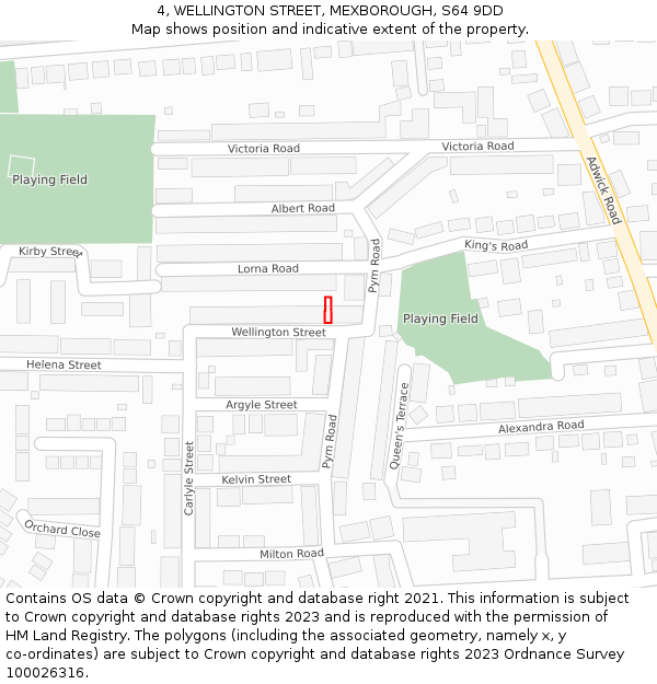 4, WELLINGTON STREET, MEXBOROUGH, S64 9DD: Location map and indicative extent of plot