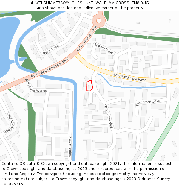4, WELSUMMER WAY, CHESHUNT, WALTHAM CROSS, EN8 0UG: Location map and indicative extent of plot