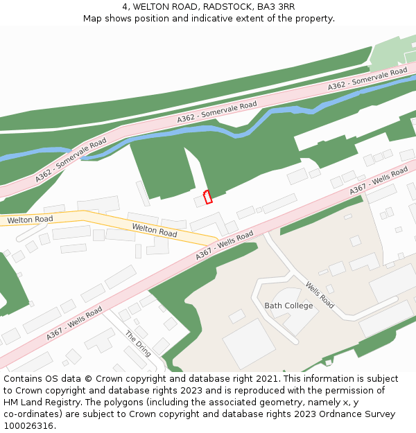 4, WELTON ROAD, RADSTOCK, BA3 3RR: Location map and indicative extent of plot