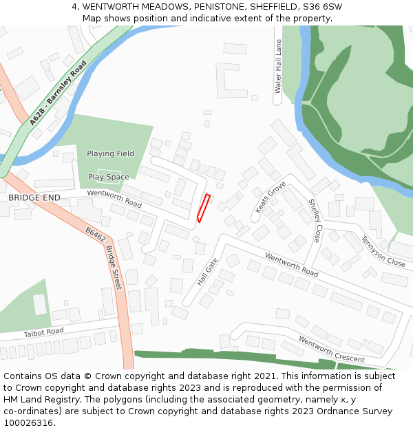 4, WENTWORTH MEADOWS, PENISTONE, SHEFFIELD, S36 6SW: Location map and indicative extent of plot