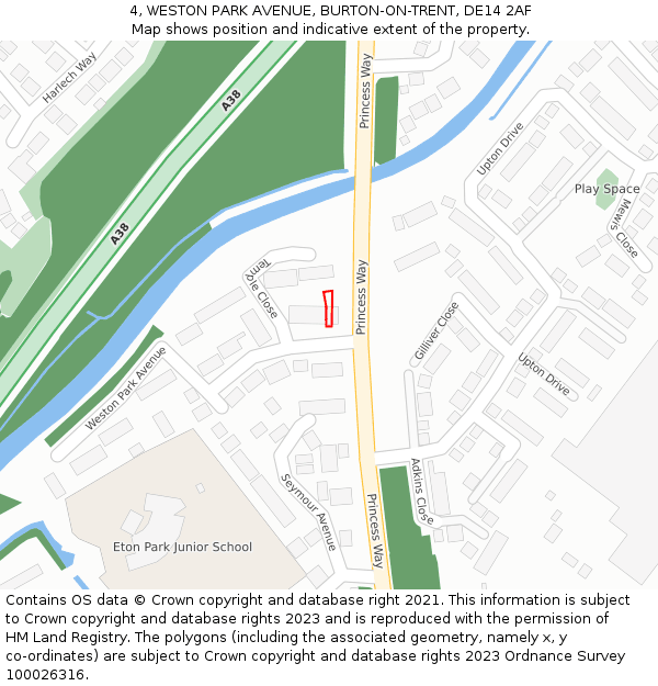 4, WESTON PARK AVENUE, BURTON-ON-TRENT, DE14 2AF: Location map and indicative extent of plot