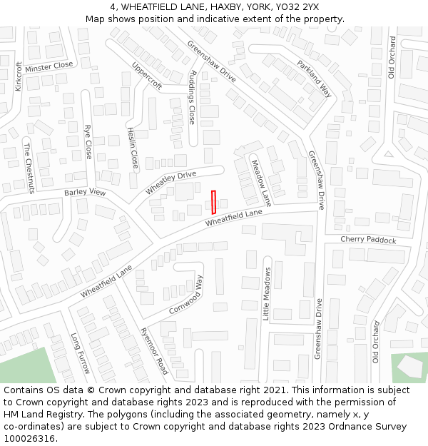 4, WHEATFIELD LANE, HAXBY, YORK, YO32 2YX: Location map and indicative extent of plot