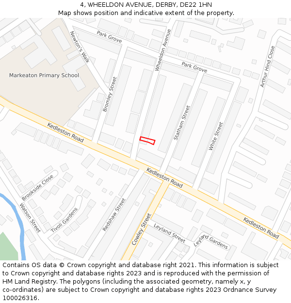4, WHEELDON AVENUE, DERBY, DE22 1HN: Location map and indicative extent of plot