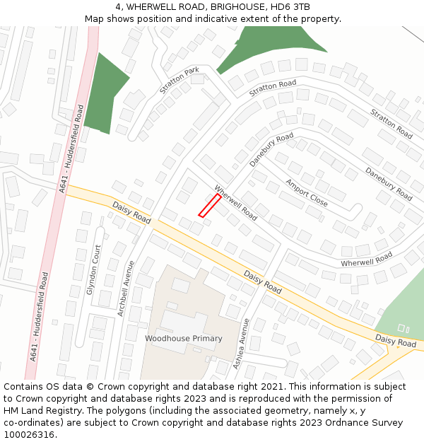 4, WHERWELL ROAD, BRIGHOUSE, HD6 3TB: Location map and indicative extent of plot