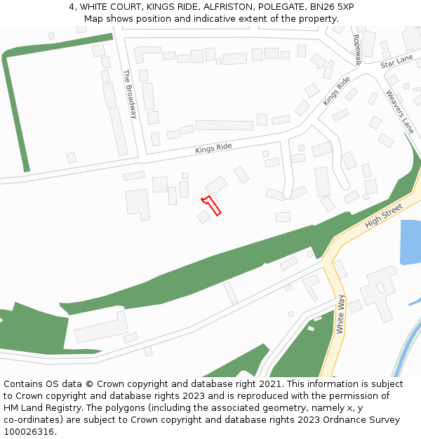 4, WHITE COURT, KINGS RIDE, ALFRISTON, POLEGATE, BN26 5XP: Location map and indicative extent of plot