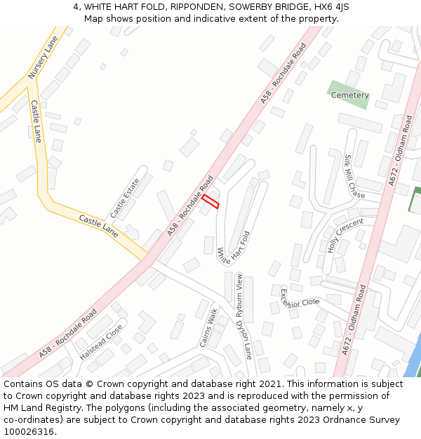 4, WHITE HART FOLD, RIPPONDEN, SOWERBY BRIDGE, HX6 4JS: Location map and indicative extent of plot