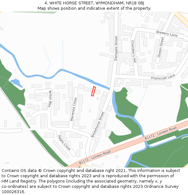4, WHITE HORSE STREET, WYMONDHAM, NR18 0BJ: Location map and indicative extent of plot