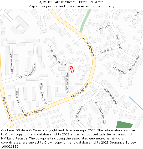 4, WHITE LAITHE GROVE, LEEDS, LS14 2EN: Location map and indicative extent of plot