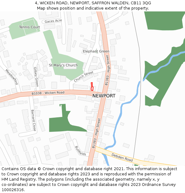 4, WICKEN ROAD, NEWPORT, SAFFRON WALDEN, CB11 3QG: Location map and indicative extent of plot