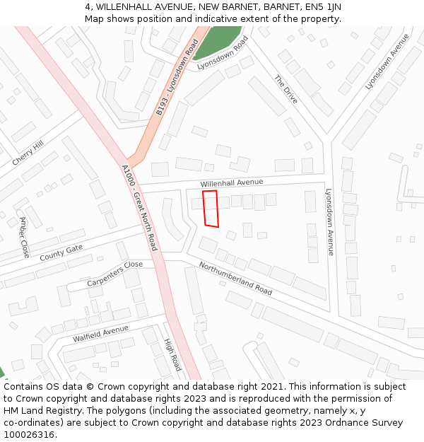 4, WILLENHALL AVENUE, NEW BARNET, BARNET, EN5 1JN: Location map and indicative extent of plot