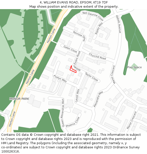 4, WILLIAM EVANS ROAD, EPSOM, KT19 7DF: Location map and indicative extent of plot