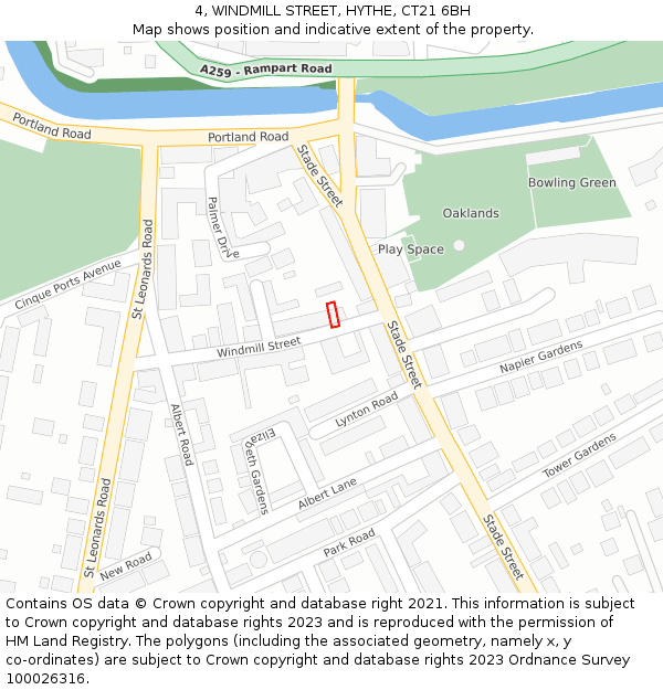 4, WINDMILL STREET, HYTHE, CT21 6BH: Location map and indicative extent of plot