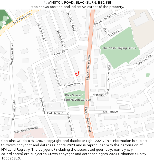4, WINSTON ROAD, BLACKBURN, BB1 8BJ: Location map and indicative extent of plot