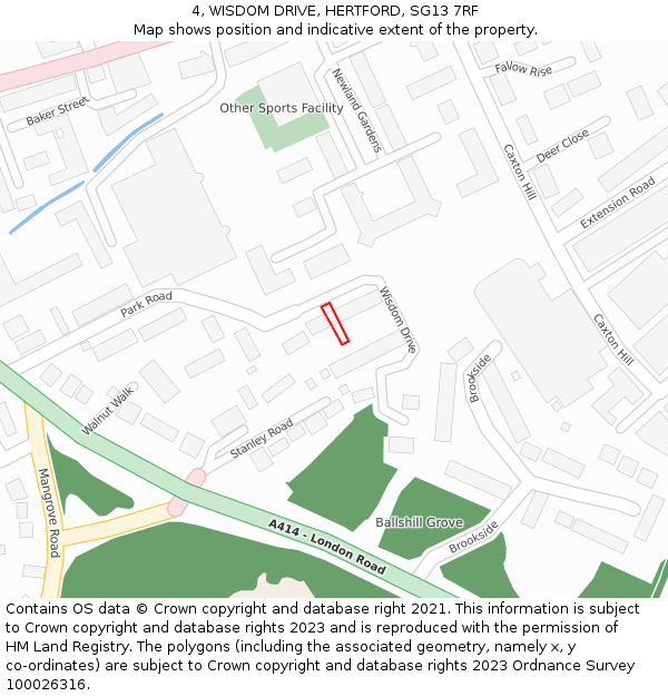 4, WISDOM DRIVE, HERTFORD, SG13 7RF: Location map and indicative extent of plot