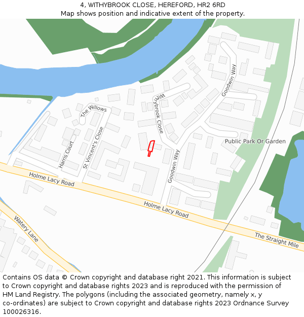 4, WITHYBROOK CLOSE, HEREFORD, HR2 6RD: Location map and indicative extent of plot