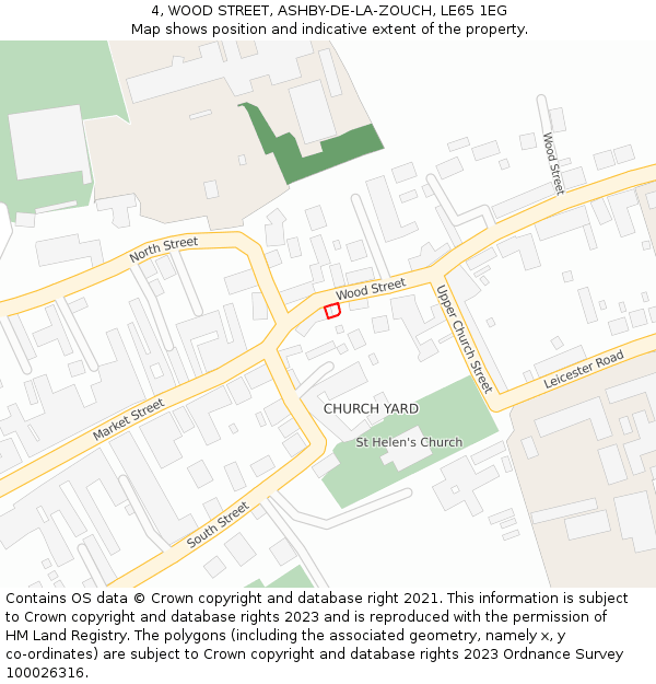 4, WOOD STREET, ASHBY-DE-LA-ZOUCH, LE65 1EG: Location map and indicative extent of plot