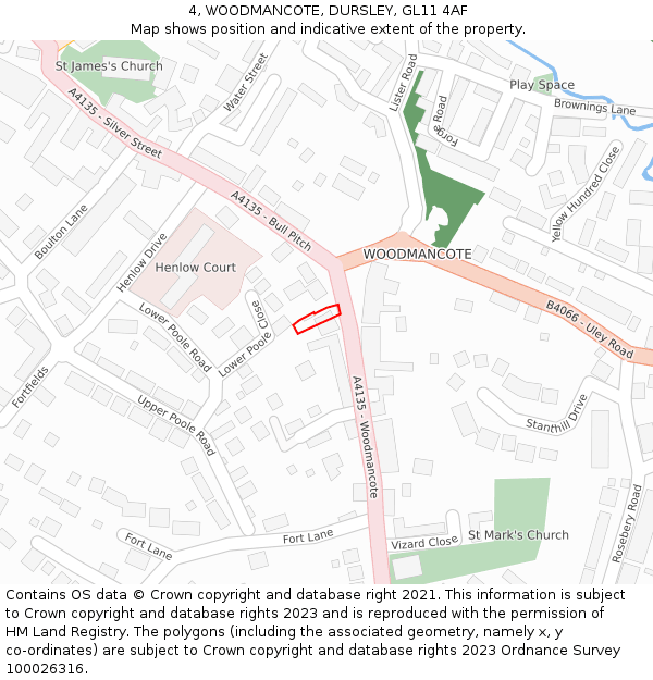 4, WOODMANCOTE, DURSLEY, GL11 4AF: Location map and indicative extent of plot