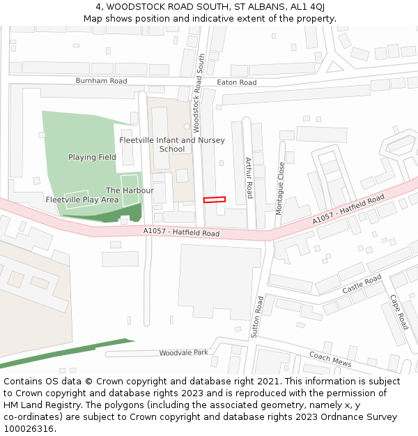 4, WOODSTOCK ROAD SOUTH, ST ALBANS, AL1 4QJ: Location map and indicative extent of plot