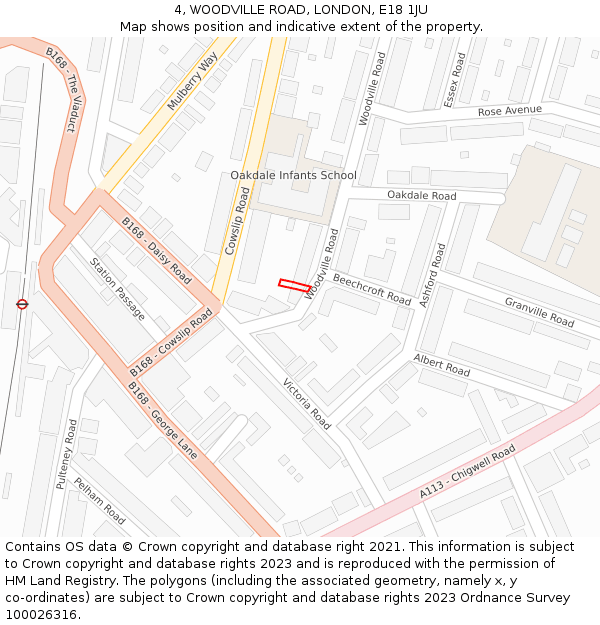 4, WOODVILLE ROAD, LONDON, E18 1JU: Location map and indicative extent of plot