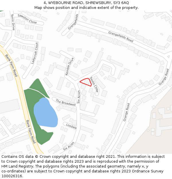 4, WYEBOURNE ROAD, SHREWSBURY, SY3 6AQ: Location map and indicative extent of plot