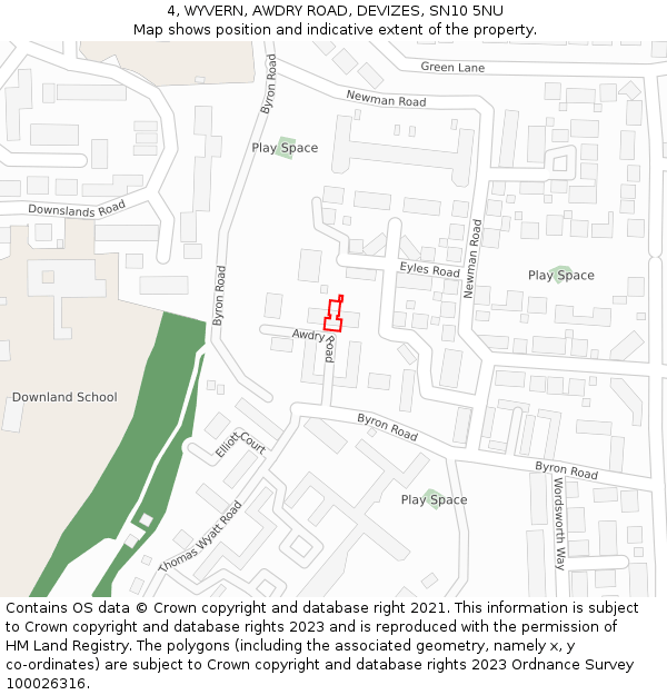 4, WYVERN, AWDRY ROAD, DEVIZES, SN10 5NU: Location map and indicative extent of plot