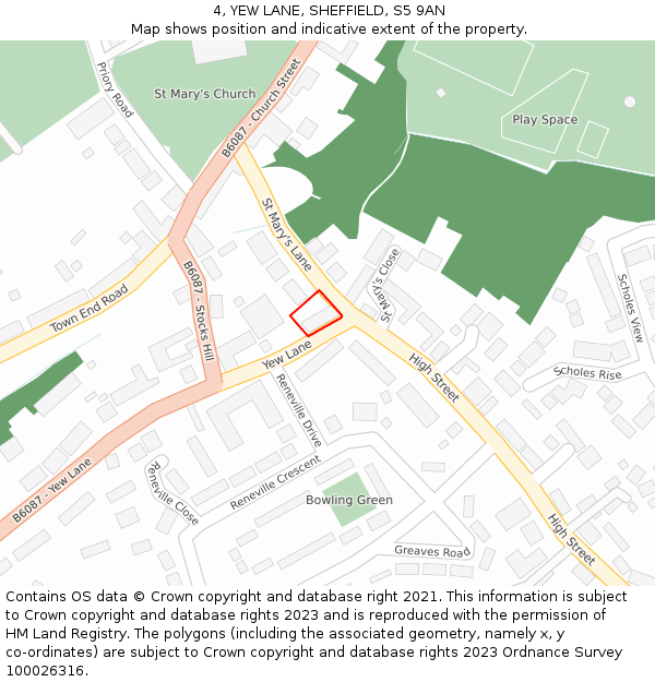 4, YEW LANE, SHEFFIELD, S5 9AN: Location map and indicative extent of plot