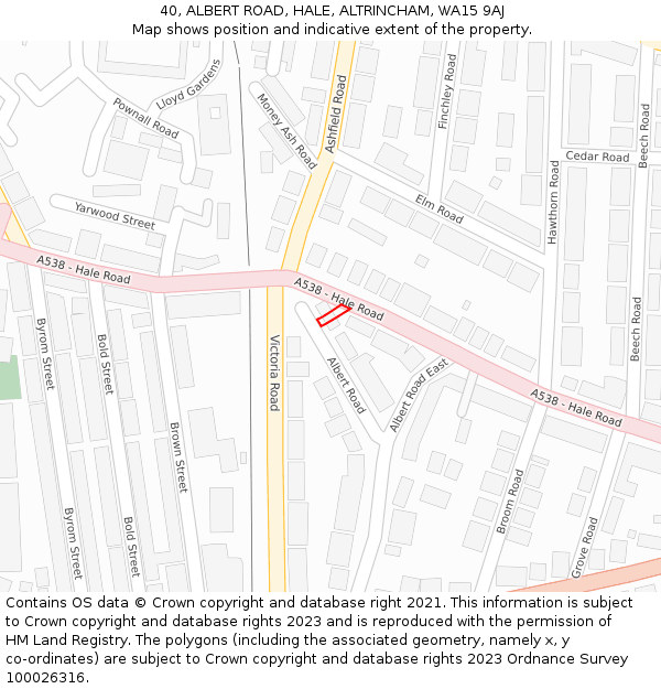 40, ALBERT ROAD, HALE, ALTRINCHAM, WA15 9AJ: Location map and indicative extent of plot