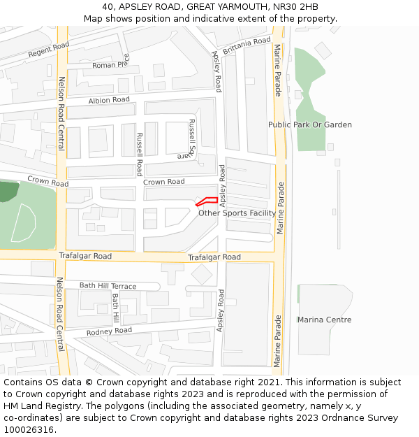 40, APSLEY ROAD, GREAT YARMOUTH, NR30 2HB: Location map and indicative extent of plot