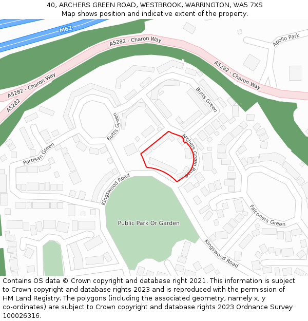 40, ARCHERS GREEN ROAD, WESTBROOK, WARRINGTON, WA5 7XS: Location map and indicative extent of plot