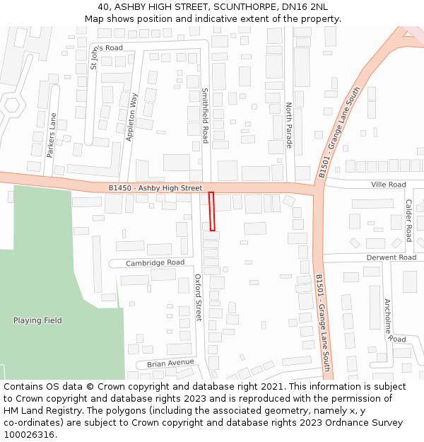 40, ASHBY HIGH STREET, SCUNTHORPE, DN16 2NL: Location map and indicative extent of plot