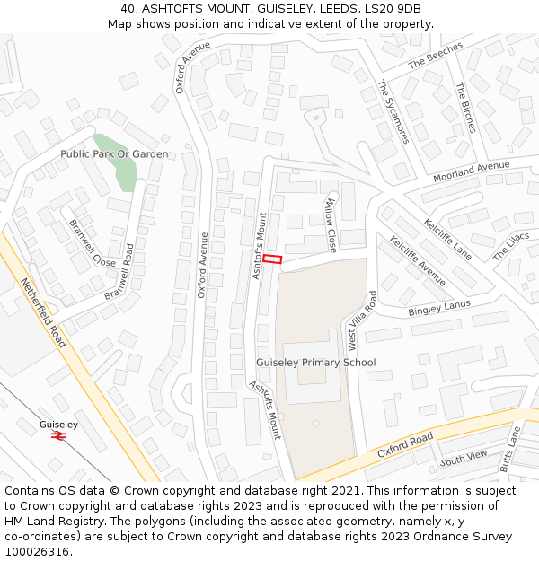 40, ASHTOFTS MOUNT, GUISELEY, LEEDS, LS20 9DB: Location map and indicative extent of plot