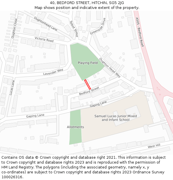 40, BEDFORD STREET, HITCHIN, SG5 2JG: Location map and indicative extent of plot
