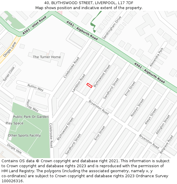 40, BLYTHSWOOD STREET, LIVERPOOL, L17 7DF: Location map and indicative extent of plot