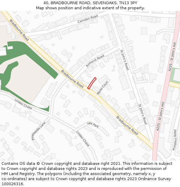 40, BRADBOURNE ROAD, SEVENOAKS, TN13 3PY: Location map and indicative extent of plot