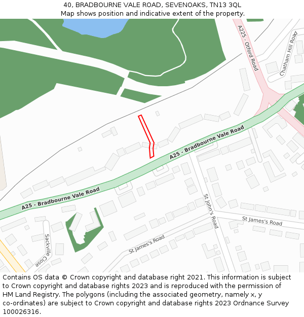 40, BRADBOURNE VALE ROAD, SEVENOAKS, TN13 3QL: Location map and indicative extent of plot
