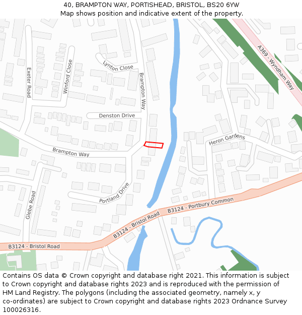 40, BRAMPTON WAY, PORTISHEAD, BRISTOL, BS20 6YW: Location map and indicative extent of plot