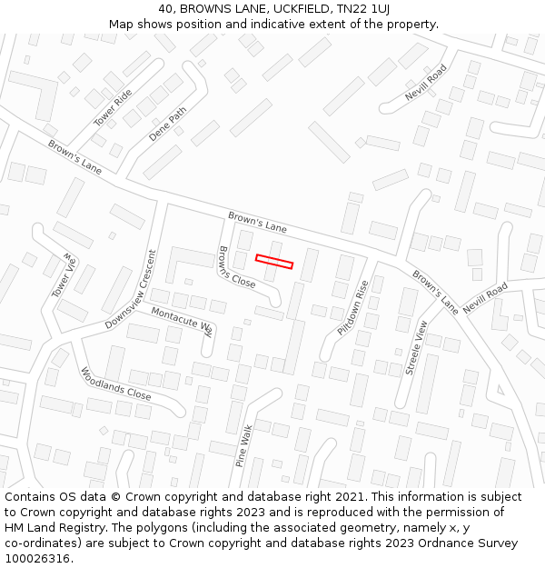 40, BROWNS LANE, UCKFIELD, TN22 1UJ: Location map and indicative extent of plot