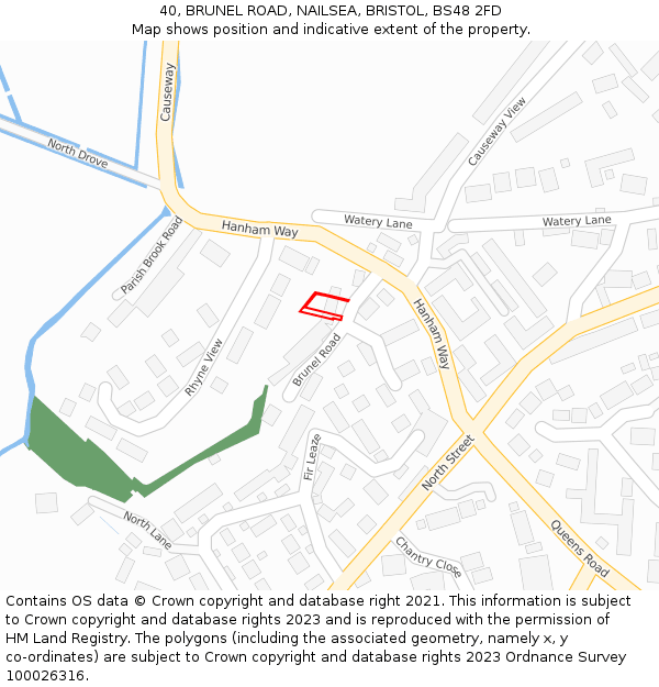 40, BRUNEL ROAD, NAILSEA, BRISTOL, BS48 2FD: Location map and indicative extent of plot